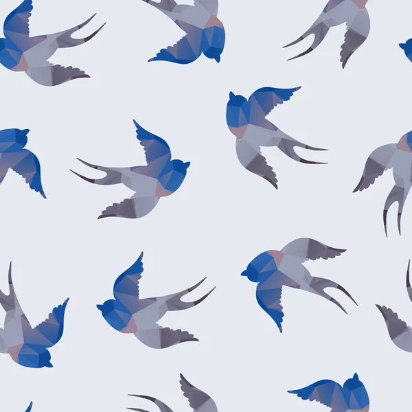 Abstract vector seamless with swallows — Stock Vector