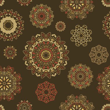 vektör yuvarlak çiçek süslemeli seamless modeli