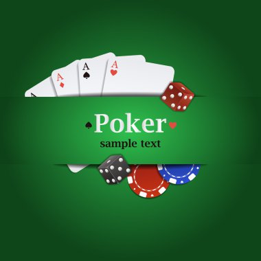 Oyun kağıtları, cips ve dices vektör poker arka plan