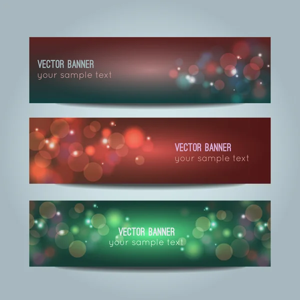 Vektor uppsättning abstrakta färgglada bokeh banners — Stock vektor