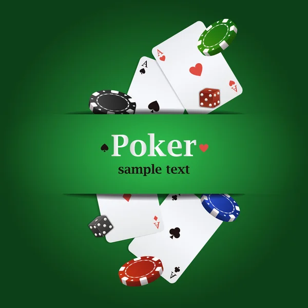 Vector poker background with playing cards, chips and dices — Stock Vector