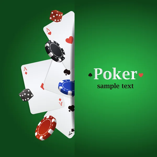 Vector poker background with playing cards, chips and dices — Stock Vector