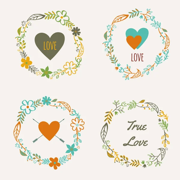 Vector set of colorful floral frames — Stock Vector