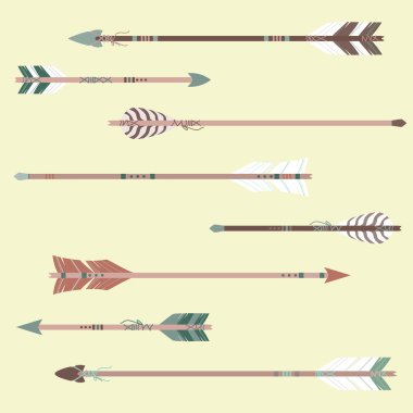 vektör set renkli etnik ok