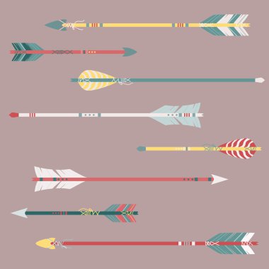 vektör set renkli etnik ok