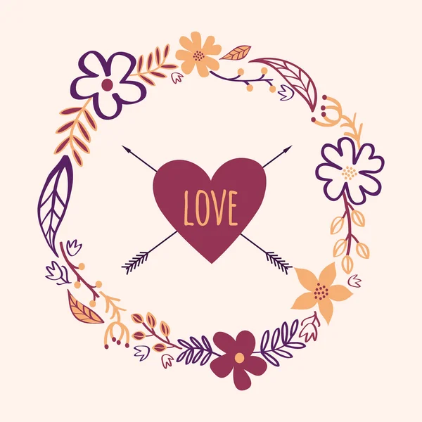 Cadre floral vintage vectoriel. Peut être utilisé pour le mariage, Valentine' — Image vectorielle