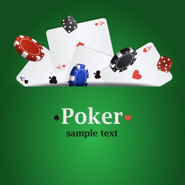 Oyun kağıtları, cips ve dices vektör poker arka plan