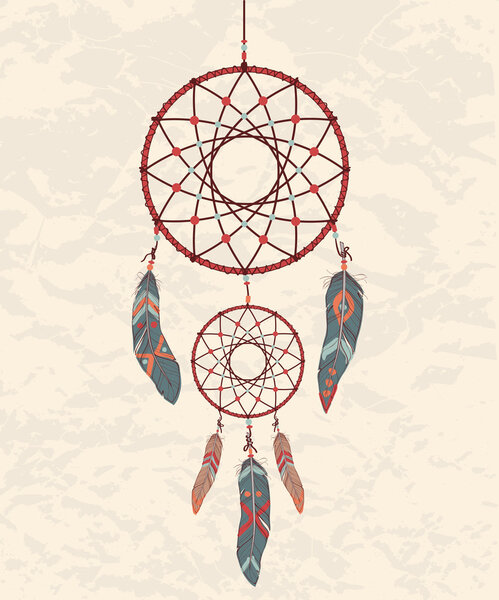 Vector colorful illustration of dream catcher