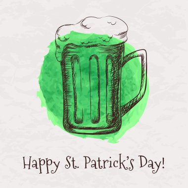 vektör el bira bardağı St patrick's day için çekilmiş.