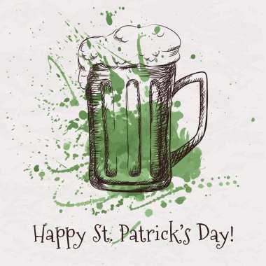 vektör el bira bardağı St patrick's day için çekilmiş.