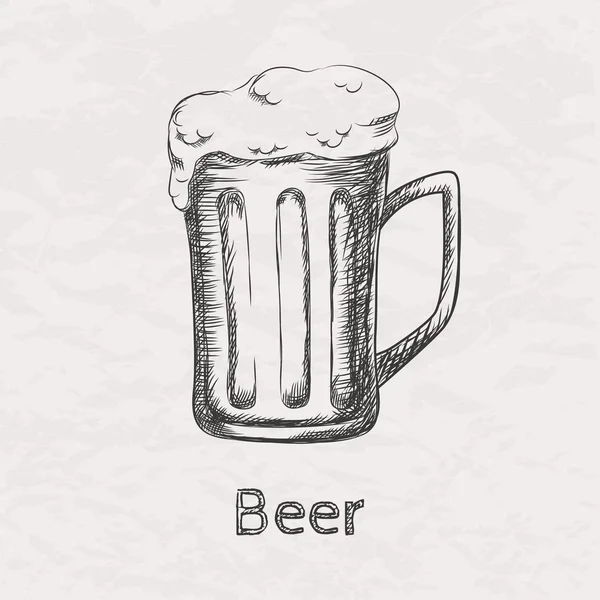 Векторная иллюстрация рисованного вручную эскиза кружки пива — стоковый вектор