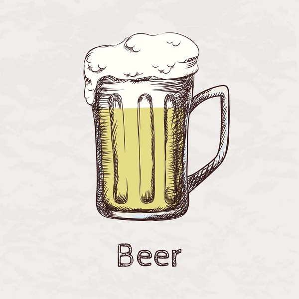 Vector colorido ilustración de boceto dibujado a mano de taza de cerveza — Vector de stock