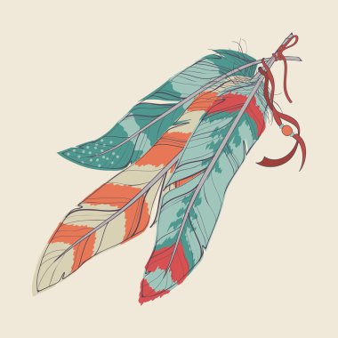 Vector illustration of decorative feathers clipart