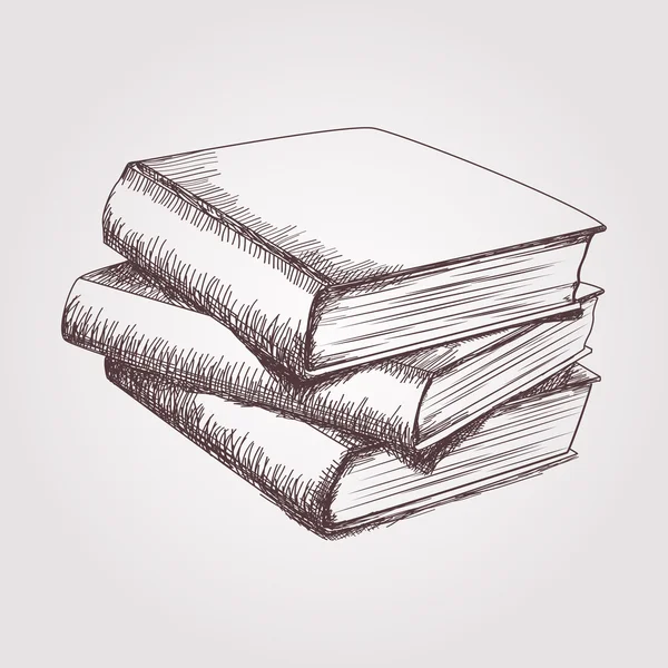 Boceto vectorial de la pila de libros — Vector de stock