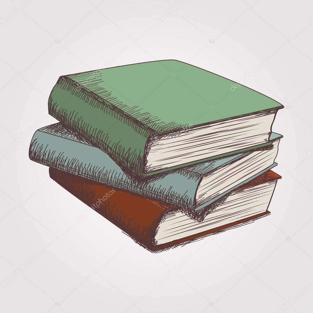 Vector colorful sketch of books stack