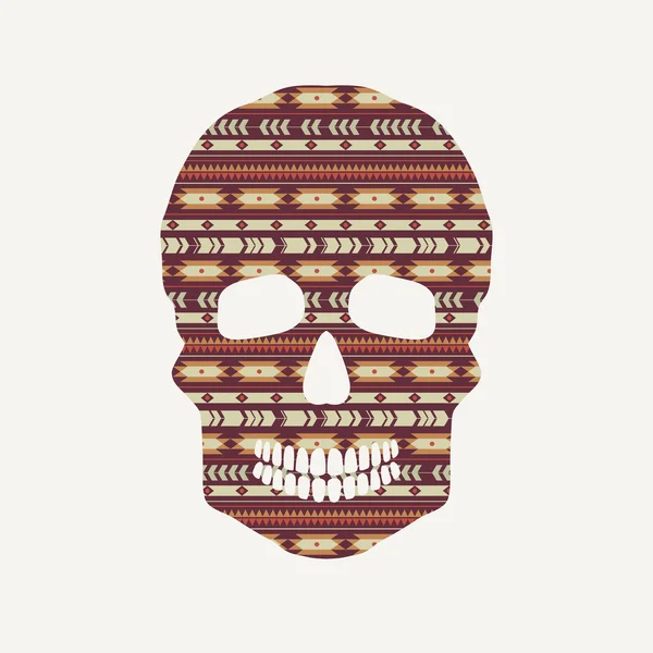Vector illustration of skull with ethnic pattern — Stock Vector
