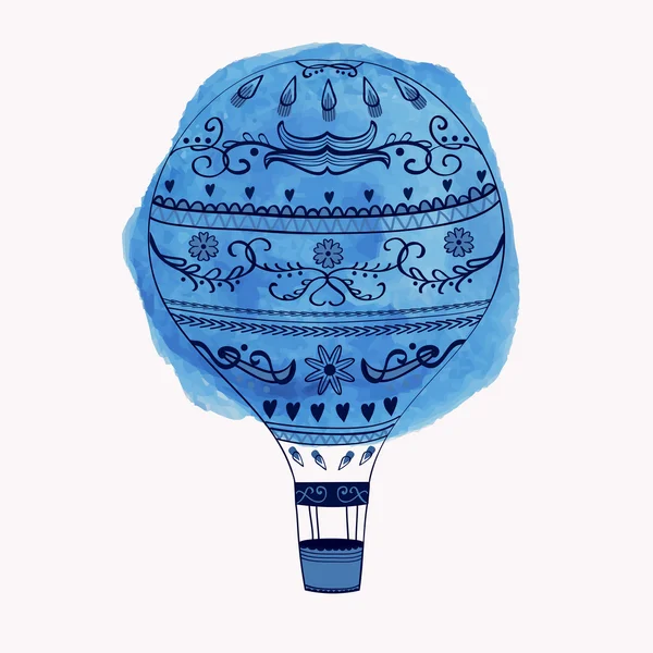 Ilustração vetorial de balão de ar quente com elemento aquarela —  Vetores de Stock