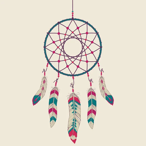 Vector colorful illustration of dream catcher Stock Vector