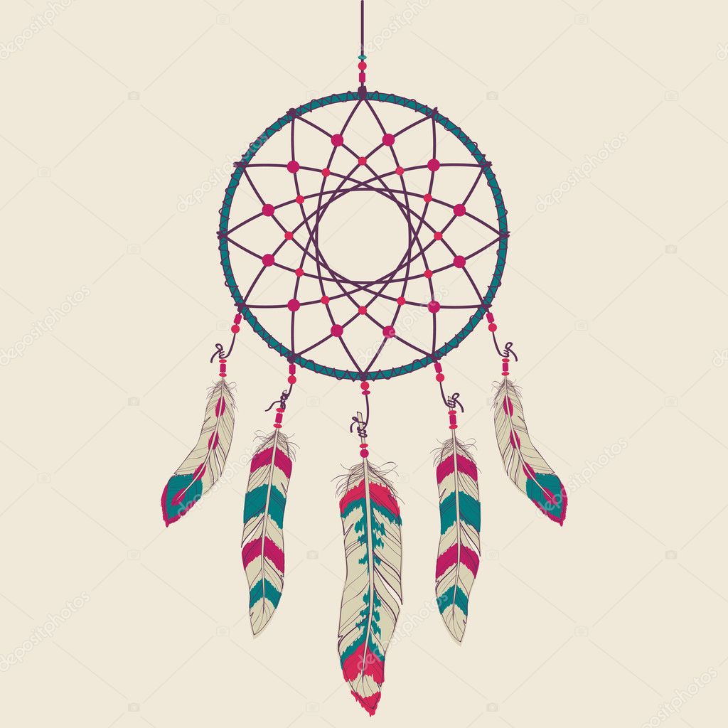 Vector colorful illustration of dream catcher