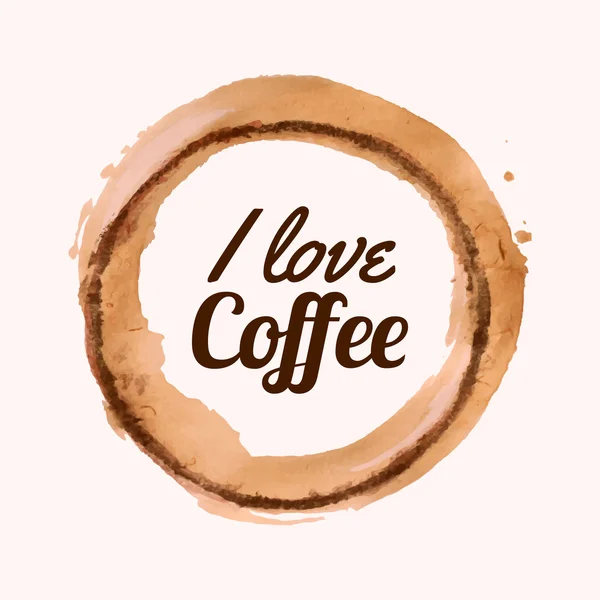 Ilustração vetorial com a frase "Eu amo café" e despeje café — Vetor de Stock