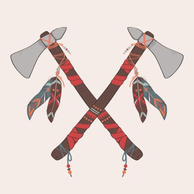 Vector illustration of native American indian tomahawks clipart