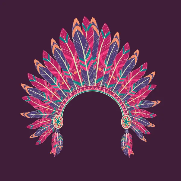 Illustration vectorielle colorée du chef indien indigène hea — Image vectorielle