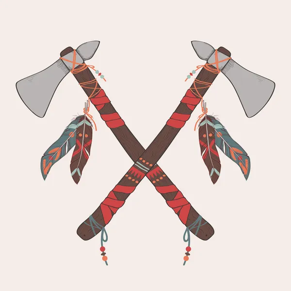 Ilustración vectorial de tomahawks indios nativos americanos — Archivo Imágenes Vectoriales