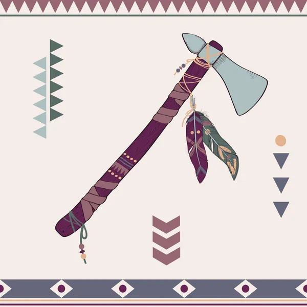 Vector illustration of native American indian tomahawk — Stock Vector