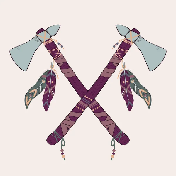 Ilustração vetorial de tomahawks indígenas nativos americanos — Vetor de Stock