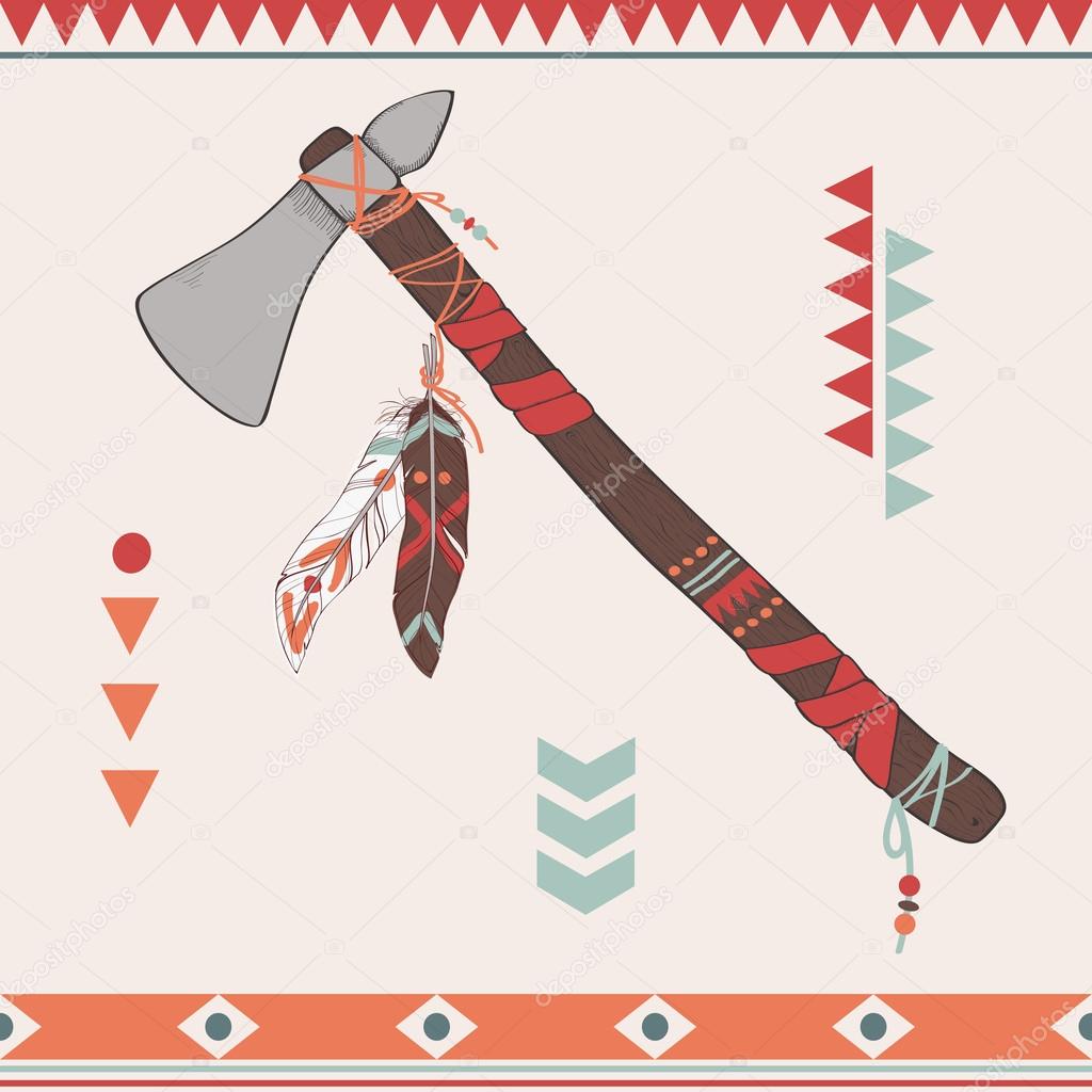 Vector illustration of native American indian tomahawk