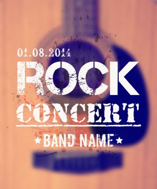 arka plan bulanık akustik gitar ile vektör. rock konseri tasarım şablonu ile suluboya sıçramak ve metin için yer.