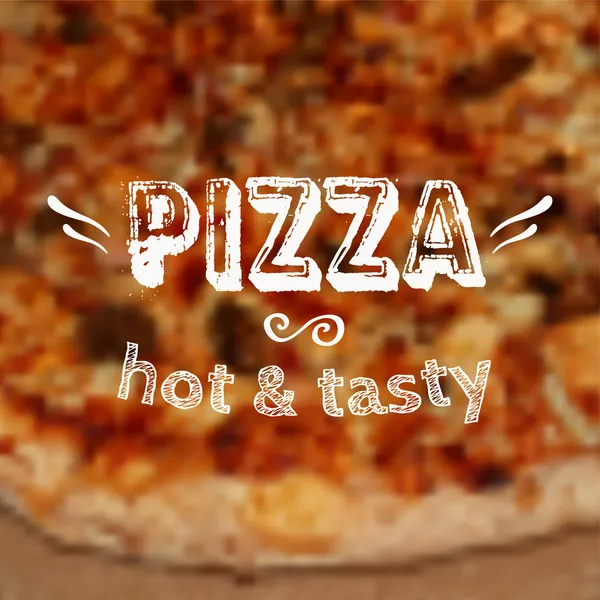 vektör çizim bulanık pizza arka plan ve etiket. tasarım şablonu.