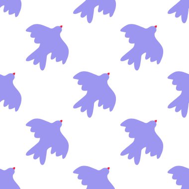 Soyut geometrik kuşlarla estetik Matisse tarzında kusursuz bir model. İzler, posterler, tekstil, kumaş, moda için yaratıcı el çizimi çağdaş arkaplan