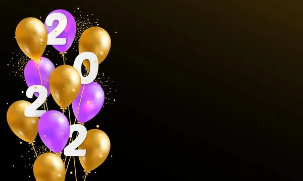 Vector Illustratie 2022 Happy Nieuw Jaar Met Realistische Ballonnen 2022 — Stockvector