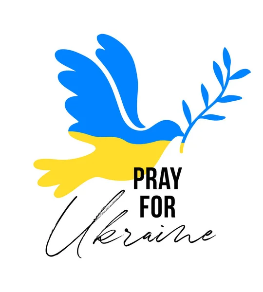 Vector Illustration Blue Yellow Flying Bird Dove Symbol Peace Pray — Stock Vector