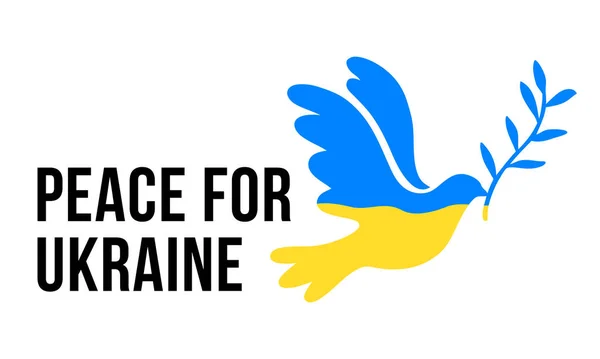 파란색 노란색날으는 그림은 우크라이나 배경에 평화의 상징으로 비둘기를 그렸다 개념을 — 스톡 벡터