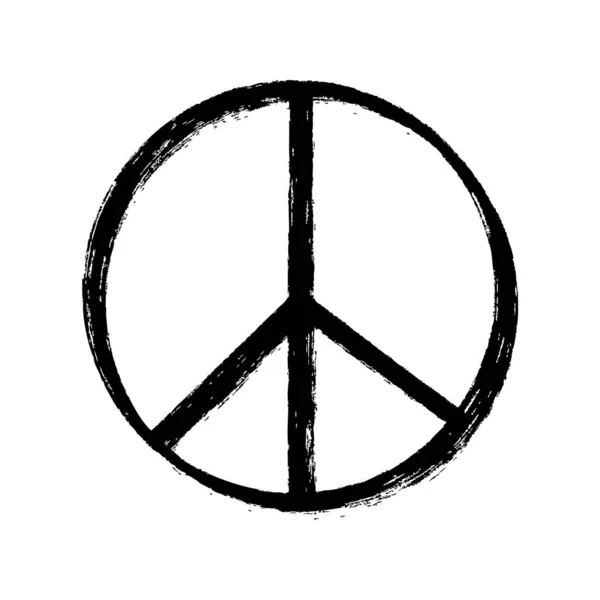 Ilustración Vectorial Grunge Peace Sign Negro Aislado Sobre Fondo Blanco — Archivo Imágenes Vectoriales