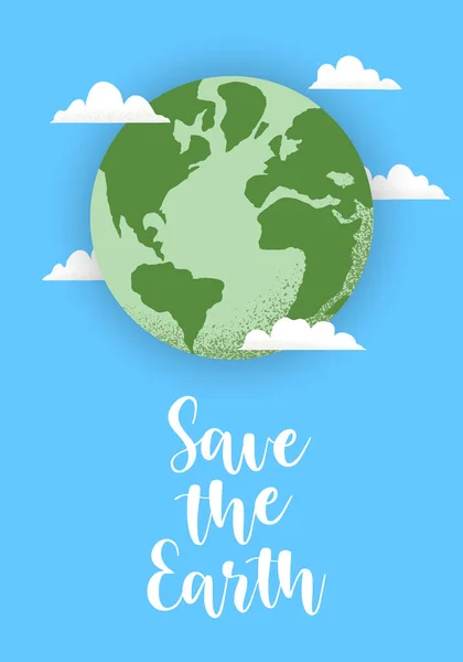 Quot 拯救地球 Quot 字母描绘地球的矢量 世界环境国际日的概念 循环利用 可持续性 生态零废物生活方式 — 图库矢量图片