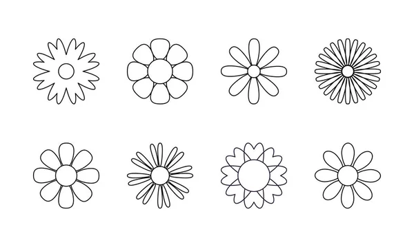 単純な線形スタイルのBohoの花のアイコン シンボルのベクトルセット ブランド ソーシャルメディア 職人製品 ステッカーのための現代的なミニマリストスタイルの抽象的なデザイン要素テンプレート — ストックベクタ