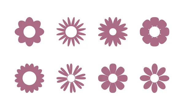 Conjunto Vectorial Simples Iconos Flores Boho Estilo Hippie Símbolos Plantillas — Vector de stock