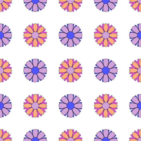 Vektor Nahtloses Muster Mit Einfachen Geometrischen Hippie Blumen Für Druck — Stockvektor
