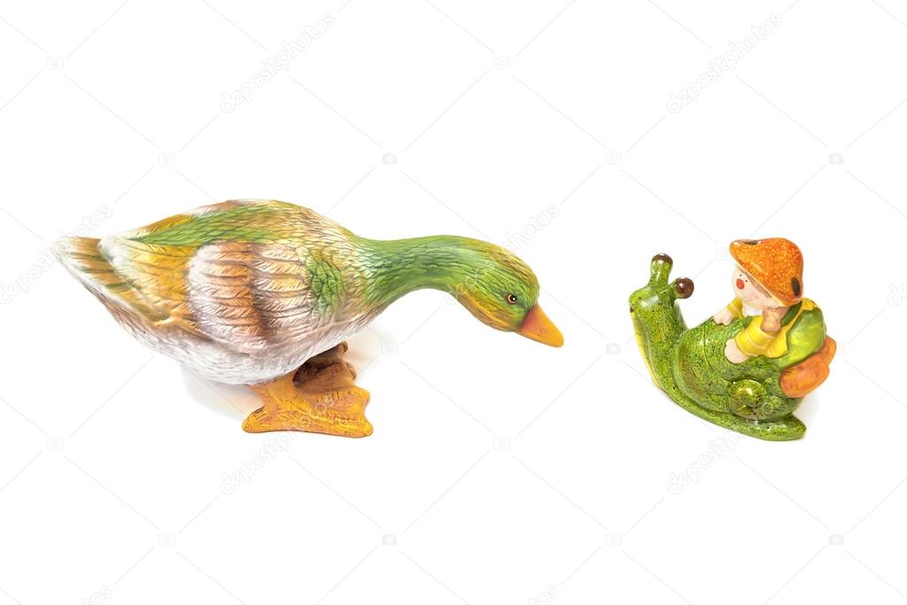 ceramic duck and snail