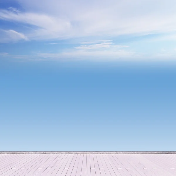 Wood floor and sky — Stock Photo, Image