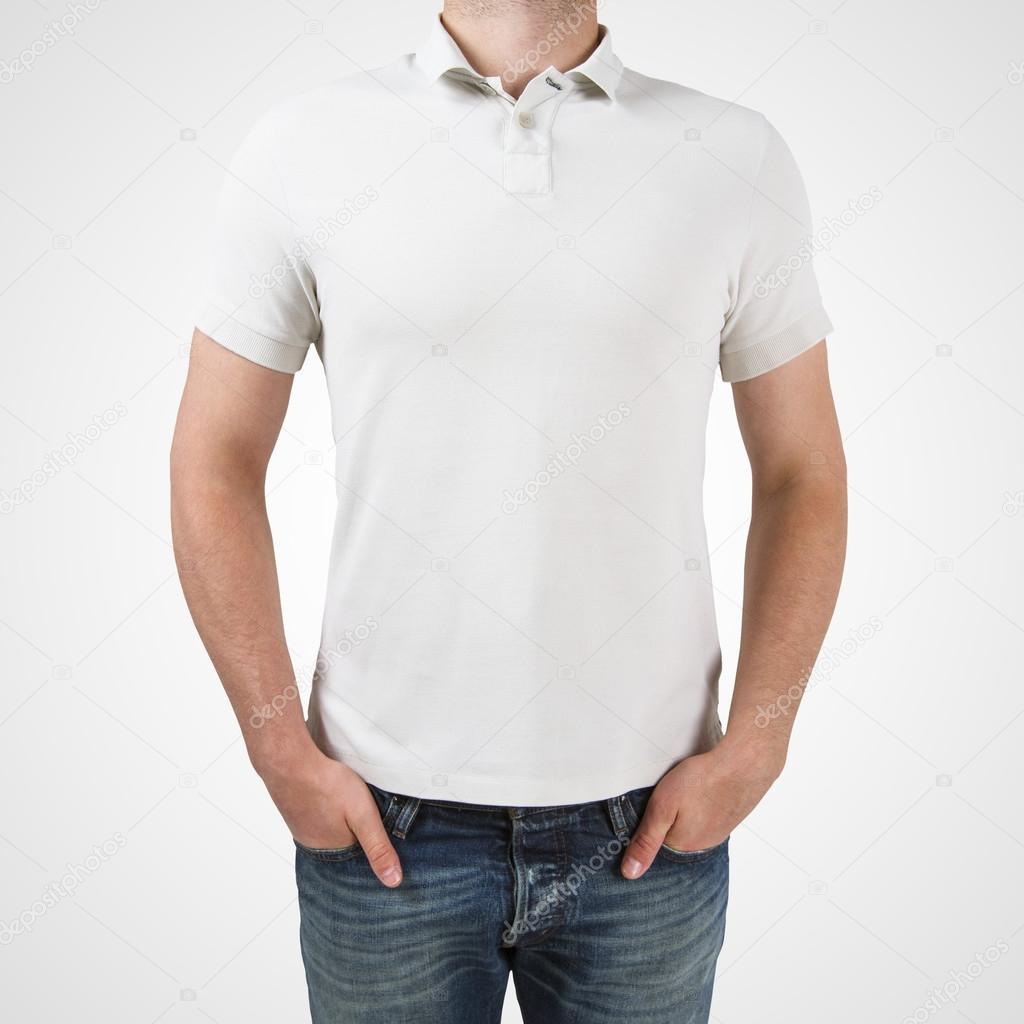 man in white polo t-shirt