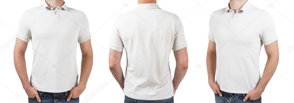 White Polo T-shirt Mock Up, Front And Back View, Male Model Wear Plain ...