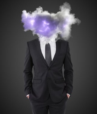 man with storm cloud clipart