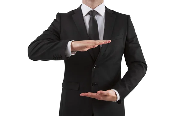 Young businessman showing — Stock Photo, Image