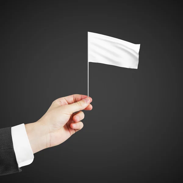 Mão segurando bandeira branca — Fotografia de Stock
