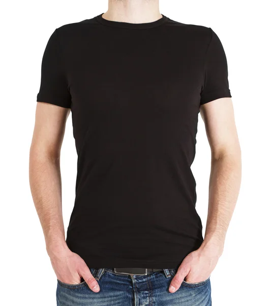 Chłopiec w czarny t-shirt — Zdjęcie stockowe