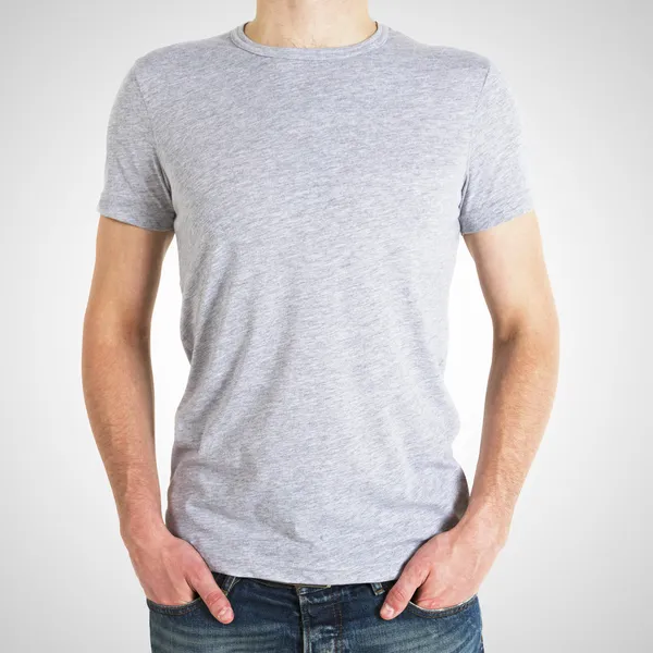 Junge im grauen T-Shirt — Stockfoto